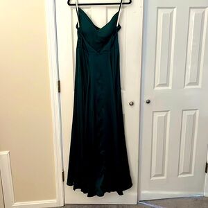 Galena signature forest green satin cowl neck dress